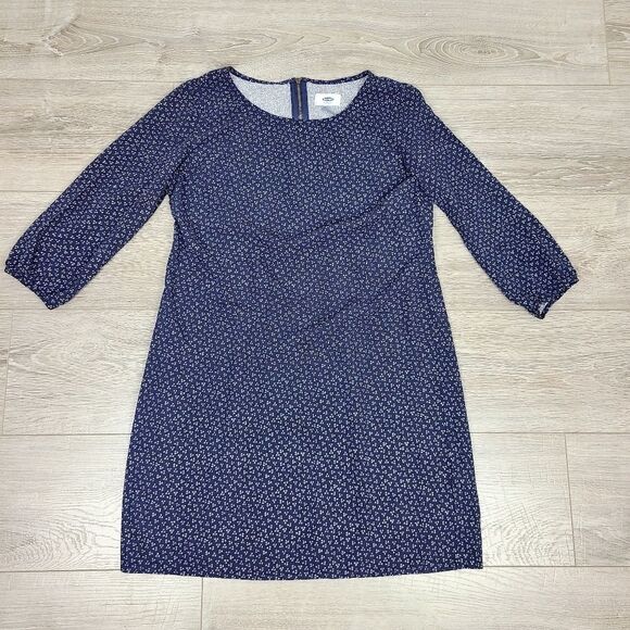 old Navy Long Sleeve Navy Blue Print Mini Dress XS - Picture 10 of 15